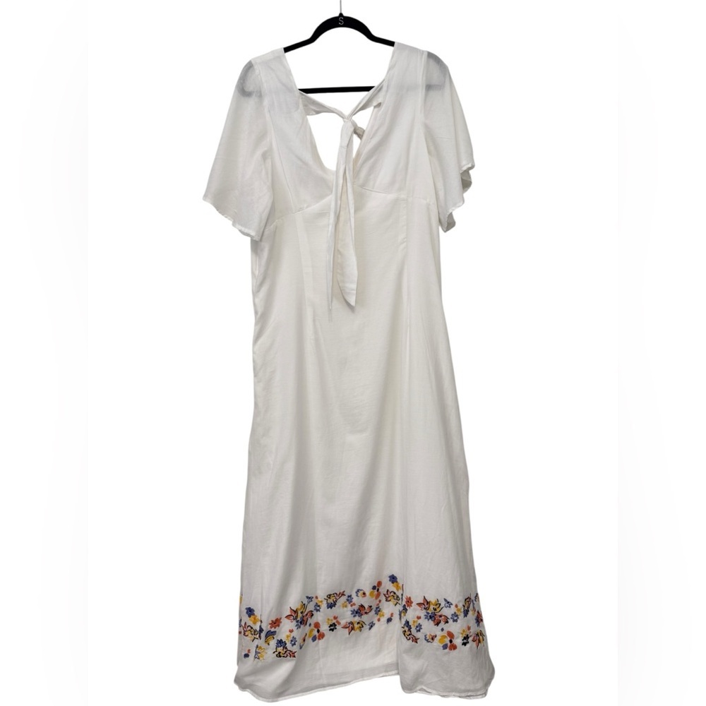 ModCloth White Maxi Dress with Yellow & Blue Floral Embroidery - Picture 5 of 14